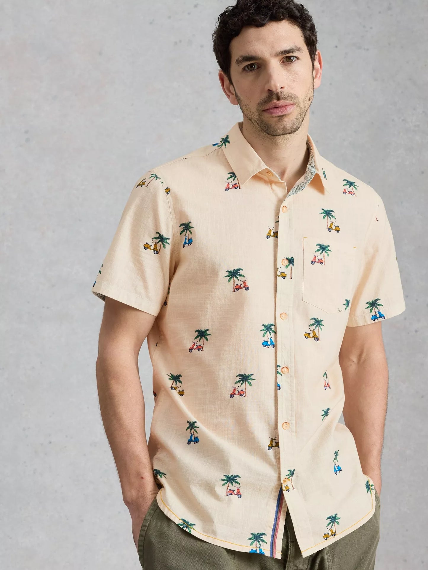 White Stuff Finsbury Moped Print Shirt in Natural Print