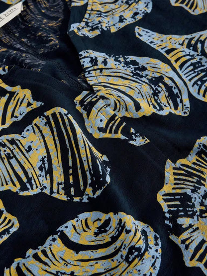 White Stuff Nelly Print Notch Neck Tee in Navy Print