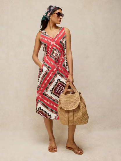 White Stuff Heidi Jersey Dress in Red Print