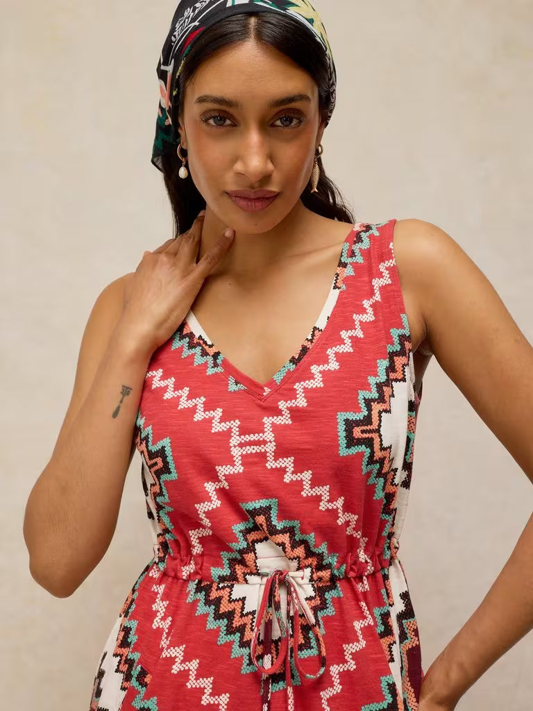 White Stuff Heidi Jersey Dress in Red Print