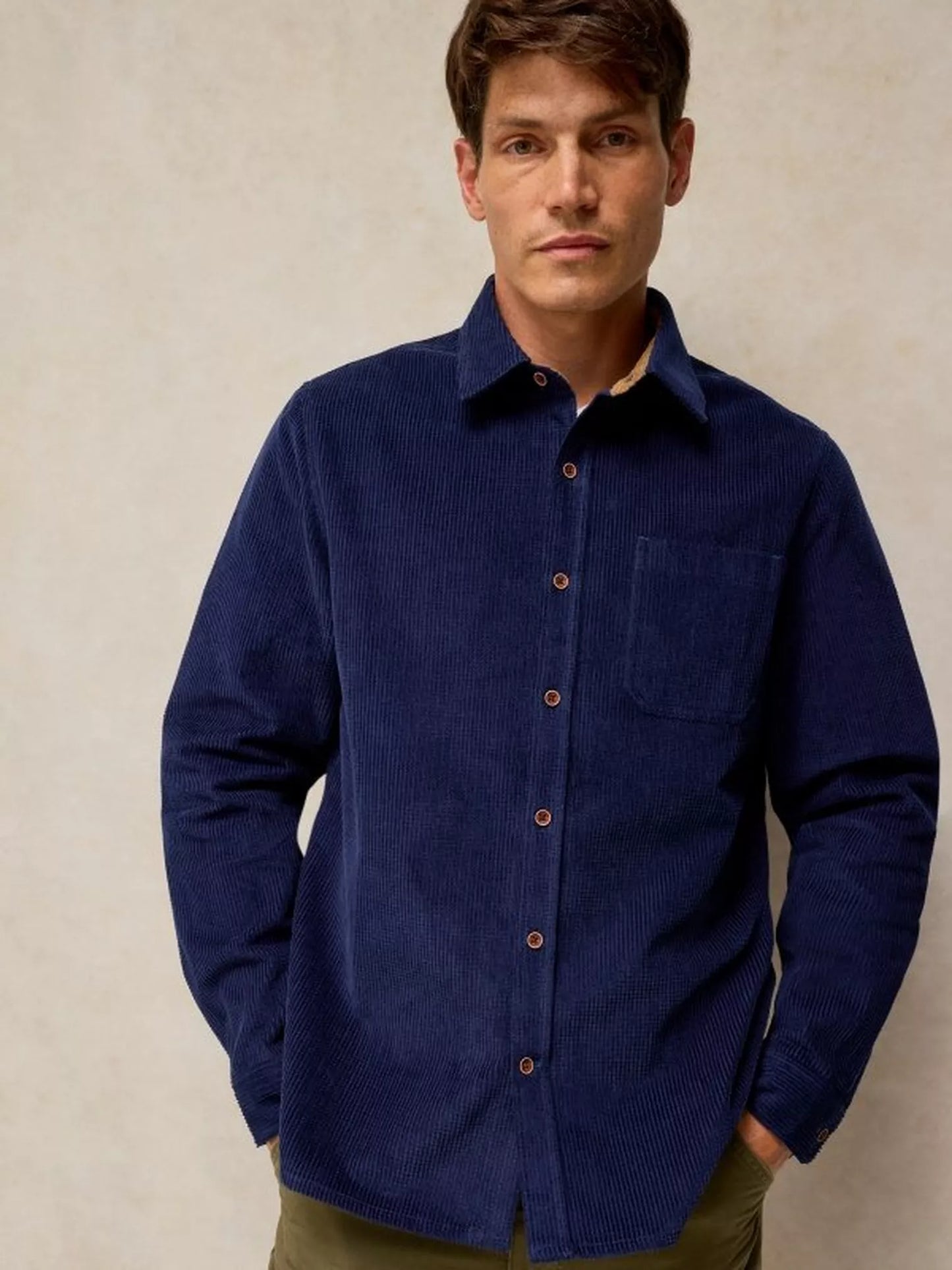 White Stuff Griffin Cord Shirt in Dark Navy