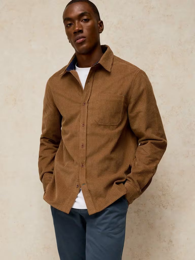 White Stuff Griffin Cord Shirt in Dark Natural