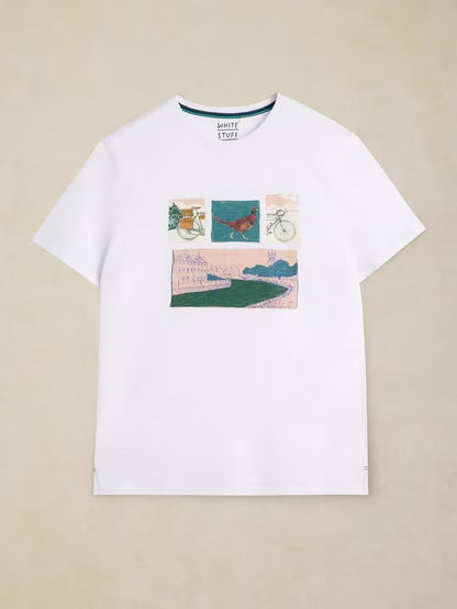 White Stuff Abersoch Graphic Tee in White Print