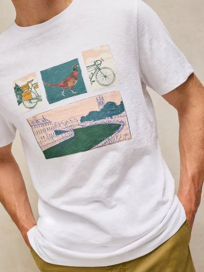 White Stuff Abersoch Graphic Tee in White Print