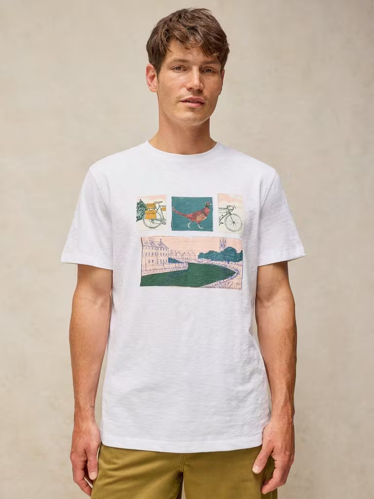 White Stuff Abersoch Graphic Tee in White Print