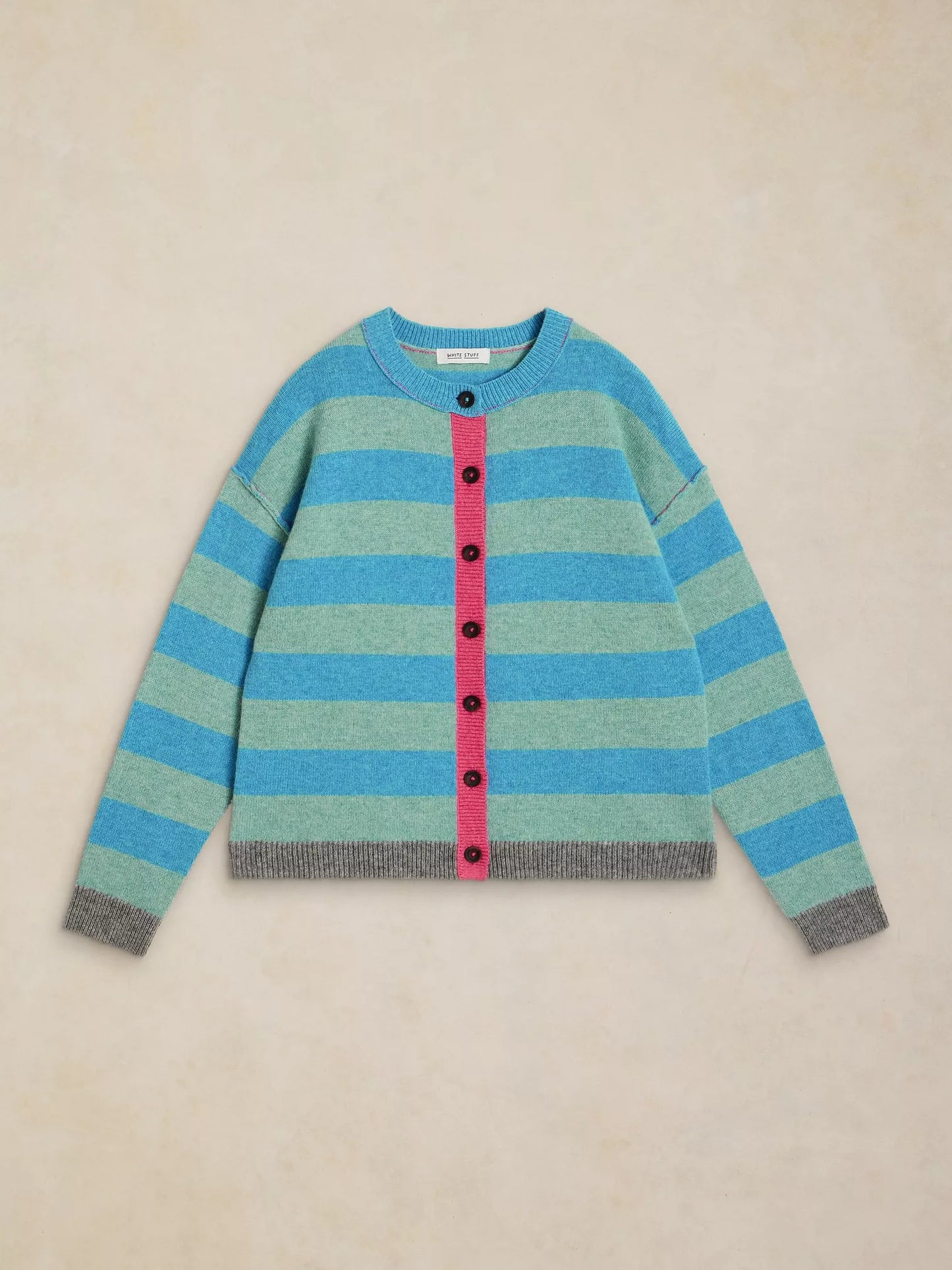 White Stuff Sansa Stripe Cardi in Blue Multi