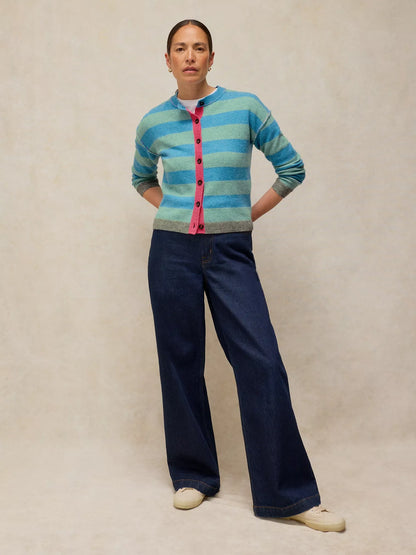 White Stuff Sansa Stripe Cardi in Blue Multi