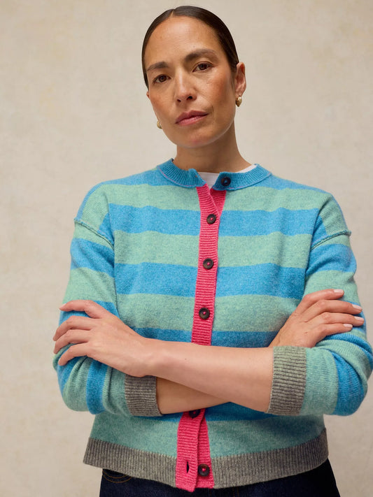 White Stuff Sansa Stripe Cardi in Blue Multi