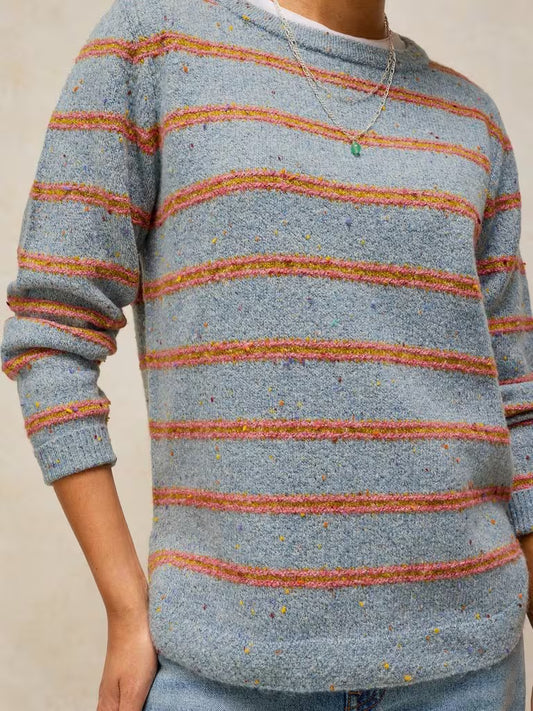 White Stuff TALIA NEP STRIPE JUMPER in BLUE MULTI