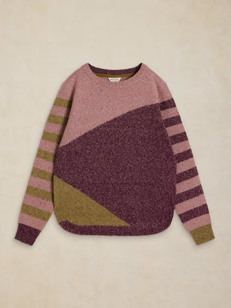 White Stuff Talia Nep Abstract Jumper in Plum Multi
