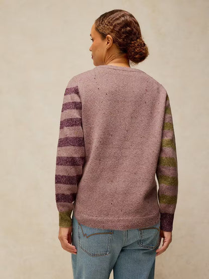 White Stuff Talia Nep Abstract Jumper in Plum Multi