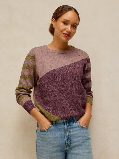 White Stuff Talia Nep Abstract Jumper in Plum Multi