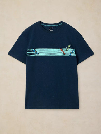 White Stuff Abersoch Graphic Tee in Navy Print