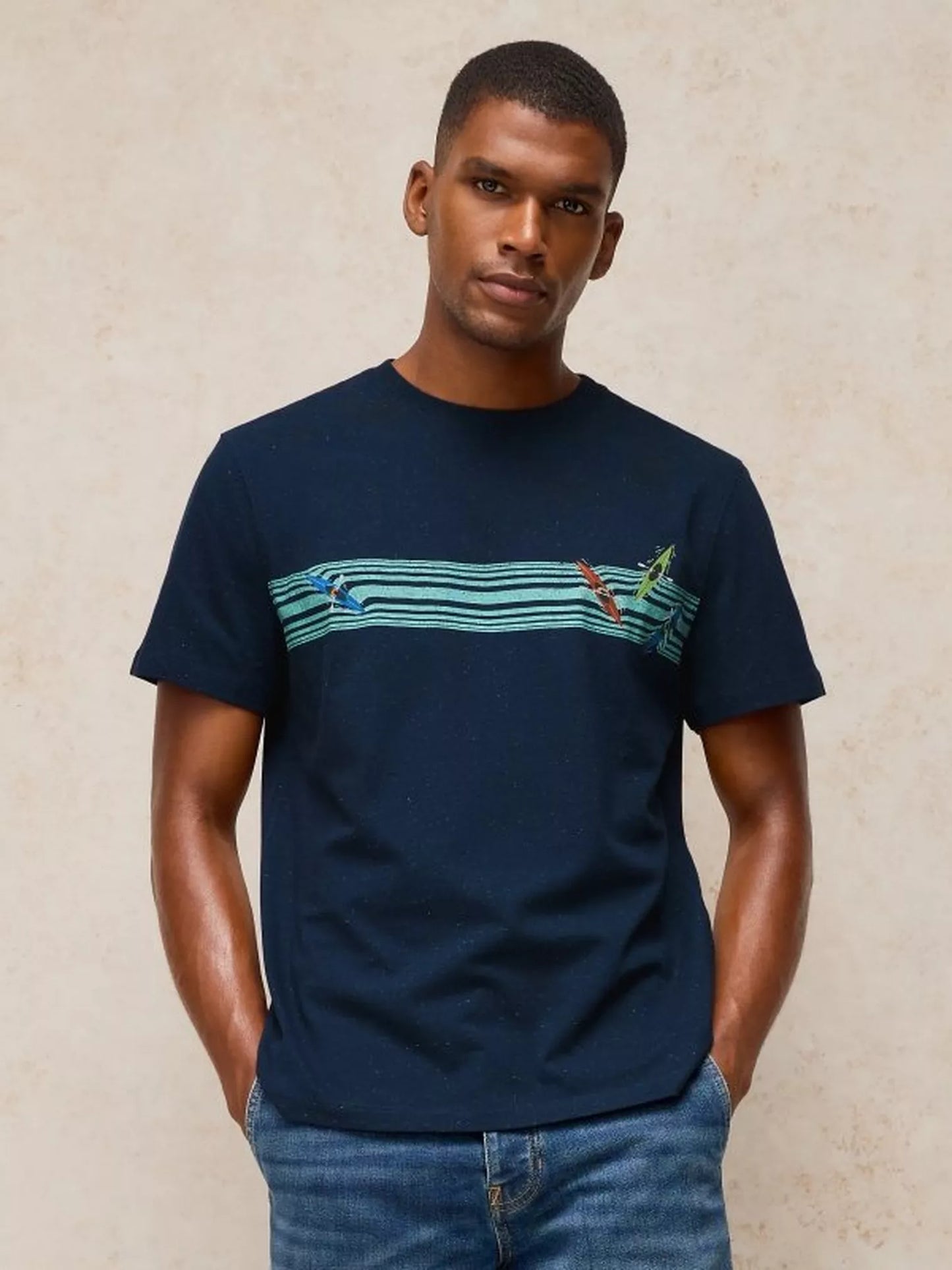 White Stuff Abersoch Graphic Tee in Navy Print
