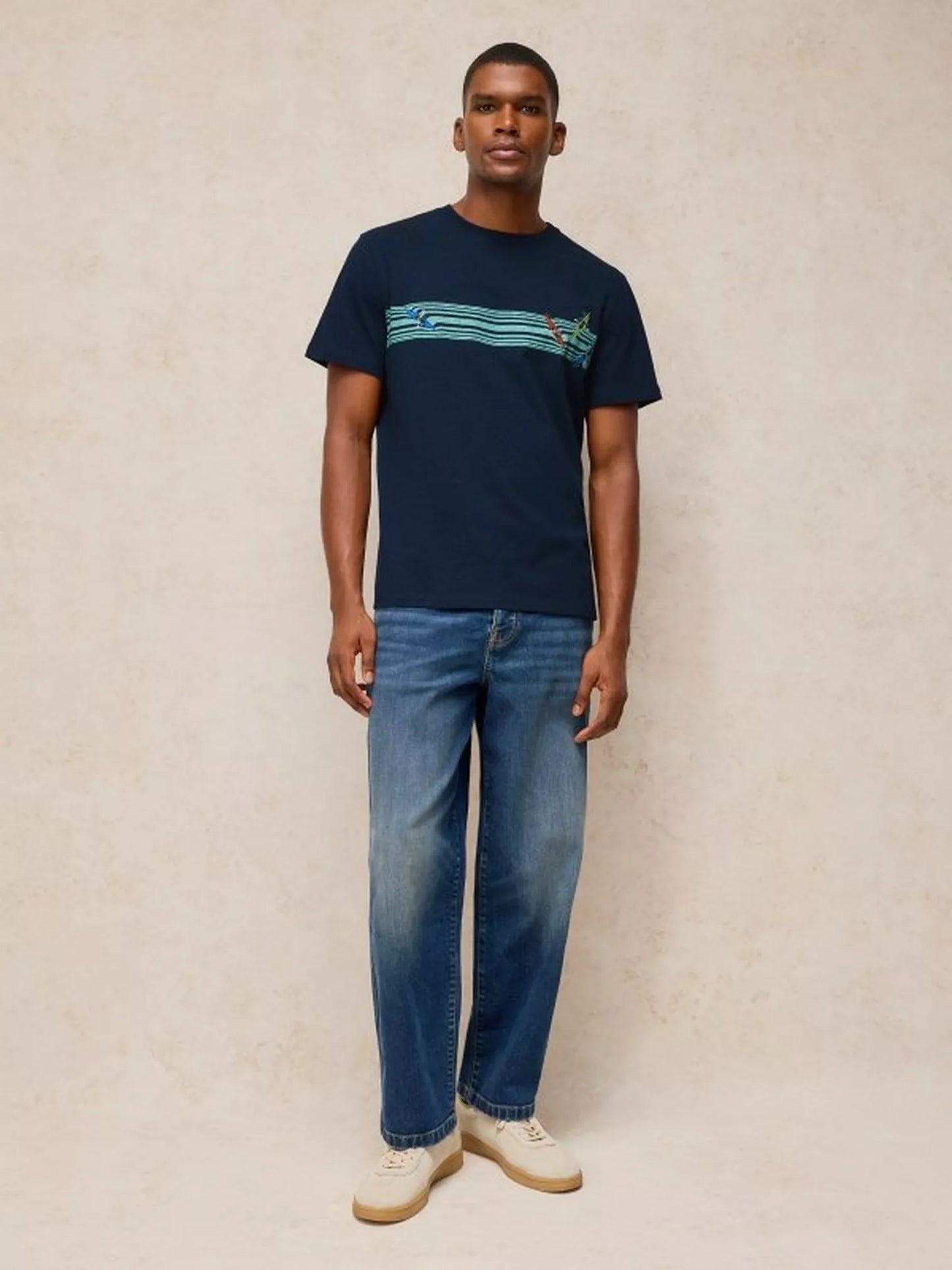 White Stuff Abersoch Graphic Tee in Navy Print