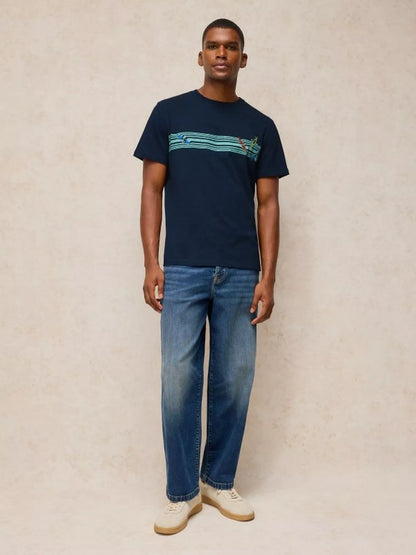 White Stuff Abersoch Graphic Tee in Navy Print