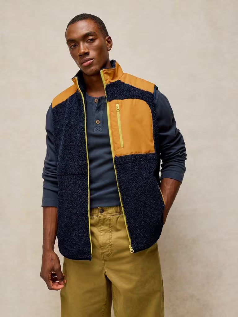 White Stuff Borg Detail Gilet in Navy Multi