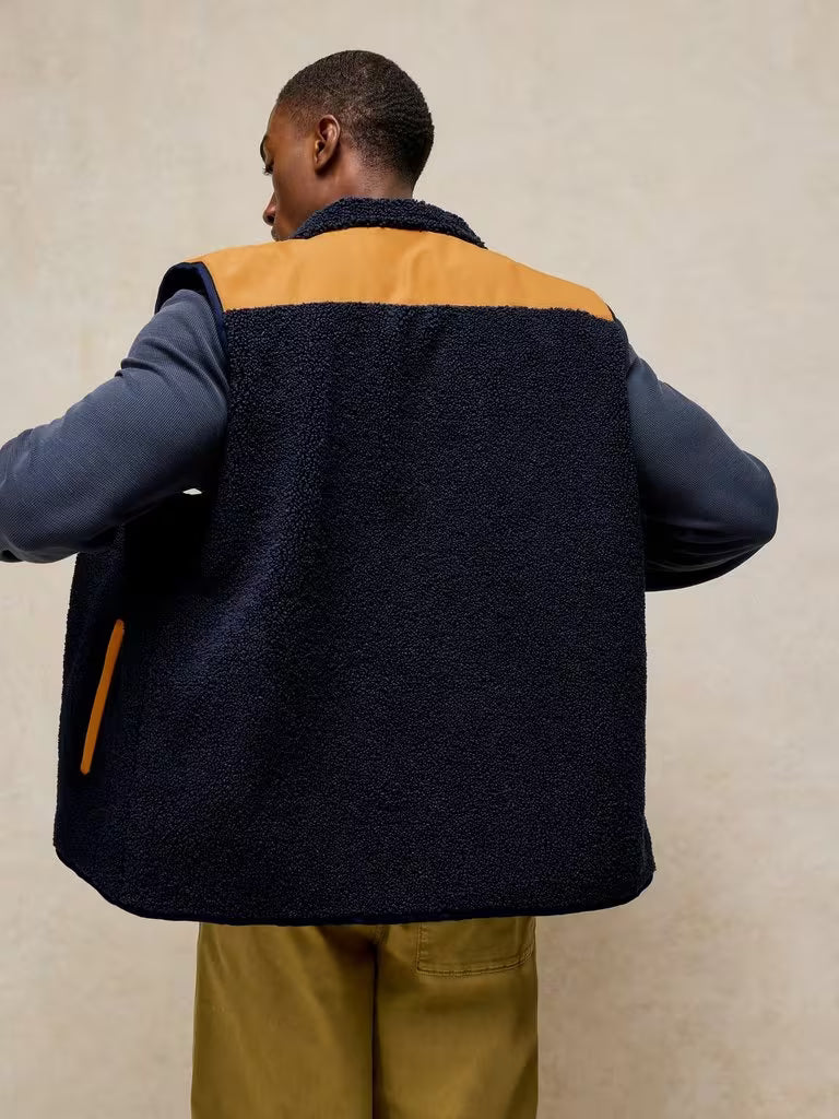 White Stuff Borg Detail Gilet in Navy Multi