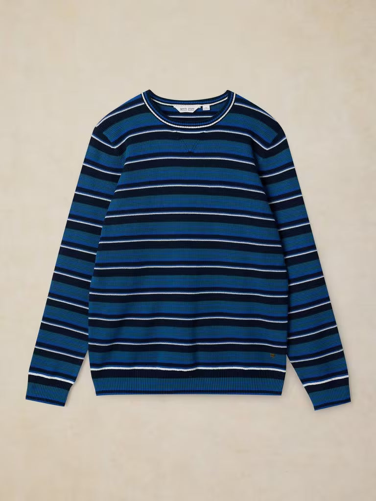 White Stuff Attadale Stripe Crew Neck Jumper in Blue Multi