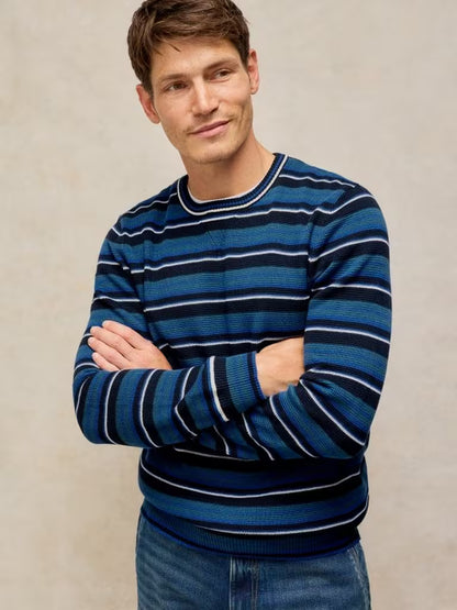White Stuff Attadale Stripe Crew Neck Jumper in Blue Multi