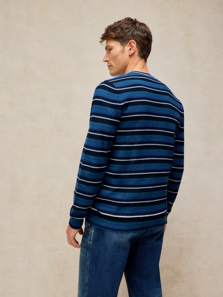 White Stuff Attadale Stripe Crew Neck Jumper in Blue Multi