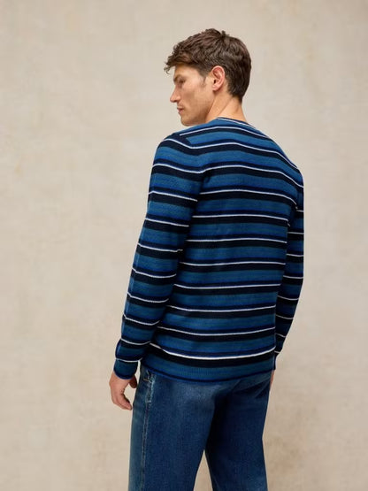 White Stuff Attadale Stripe Crew Neck Jumper in Blue Multi