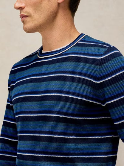 White Stuff Attadale Stripe Crew Neck Jumper in Blue Multi