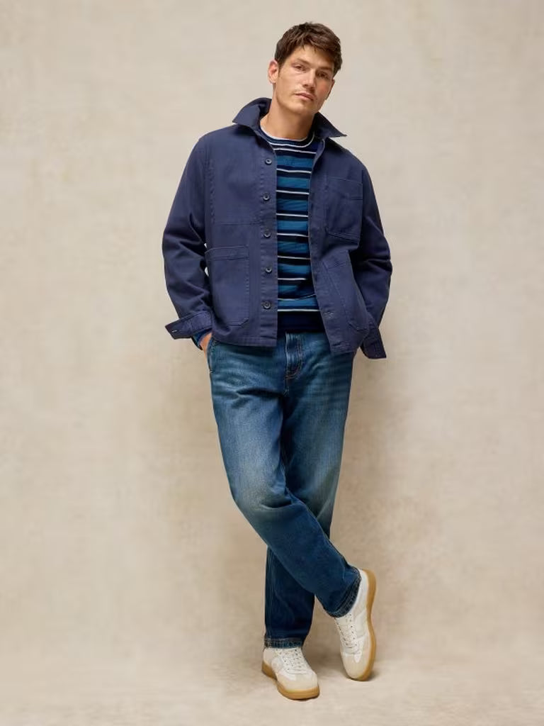 White Stuff Attadale Stripe Crew Neck Jumper in Blue Multi