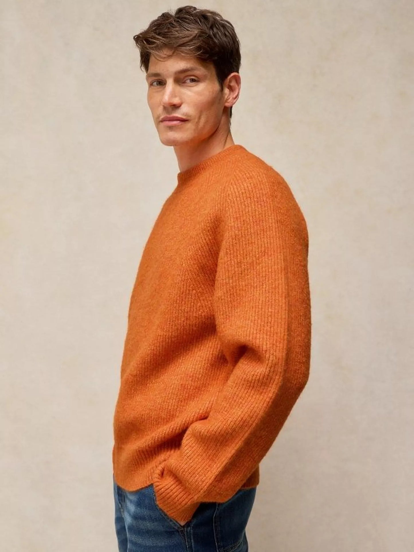 White Stuff Flint Fisherman Jumper in Burnt Orange