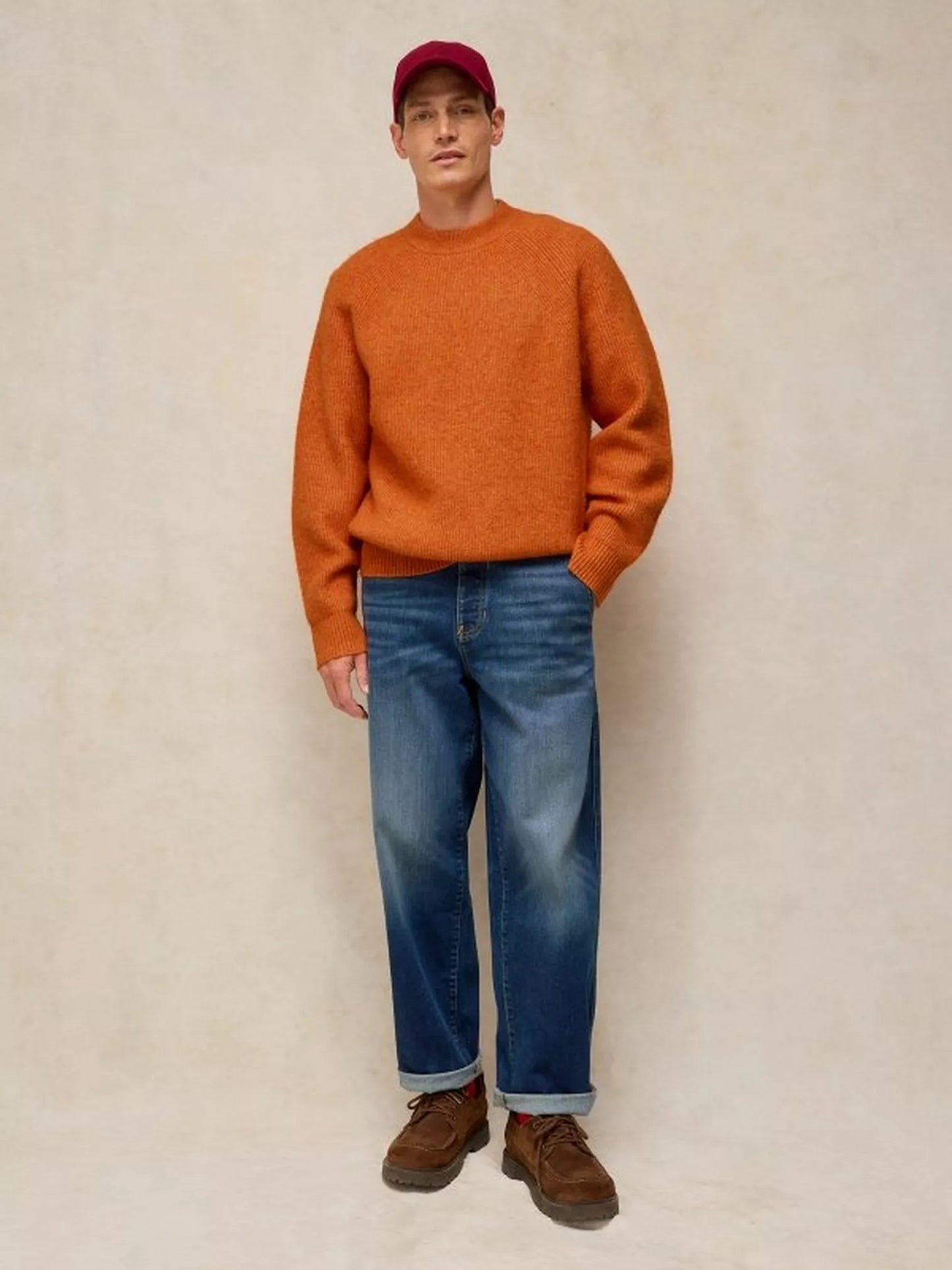 White Stuff Flint Fisherman Jumper in Burnt Orange