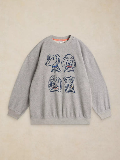 White Stuff Cleo Longline Sweat in Grey Marl