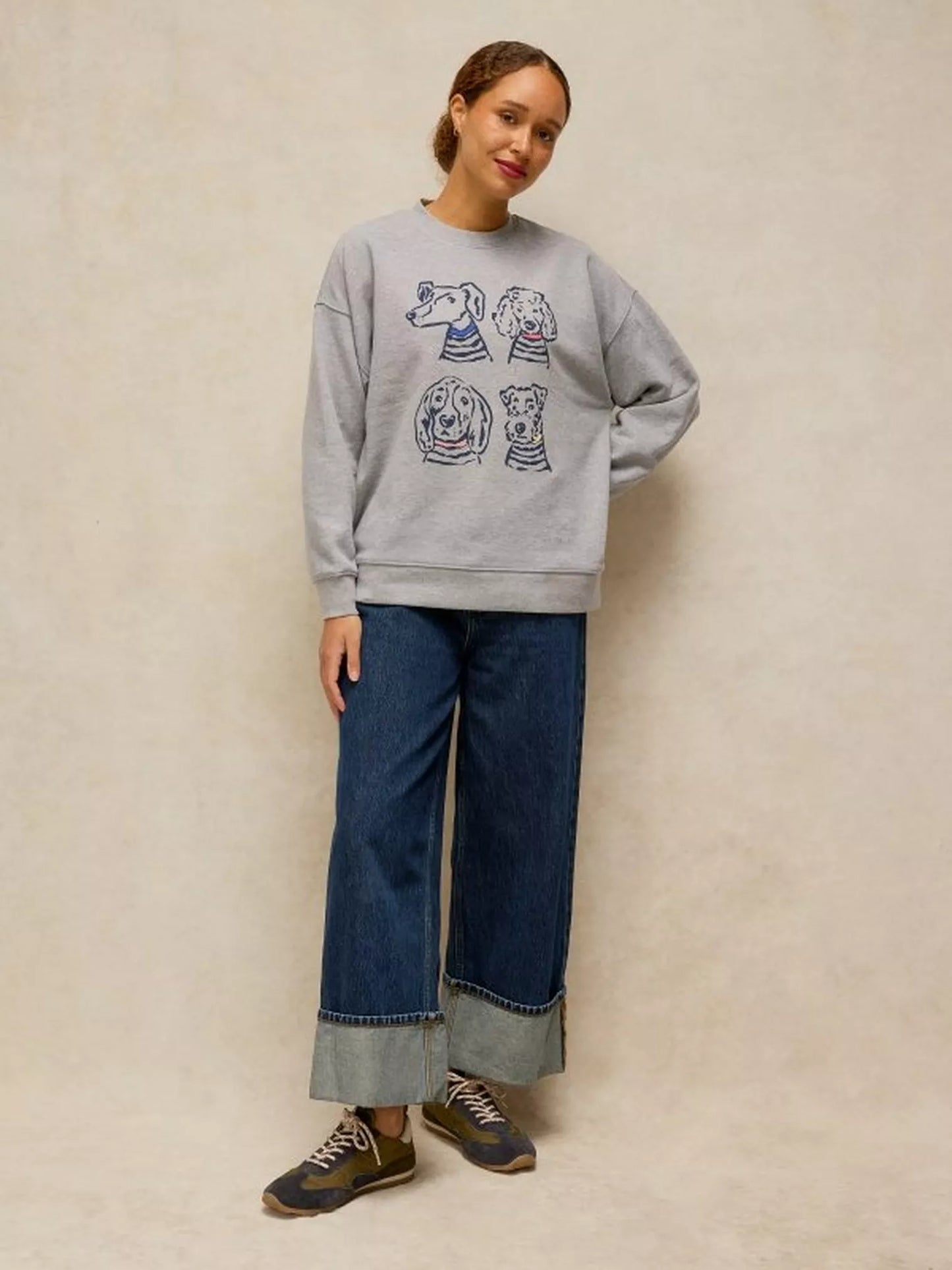 White Stuff Cleo Longline Sweat in Grey Marl