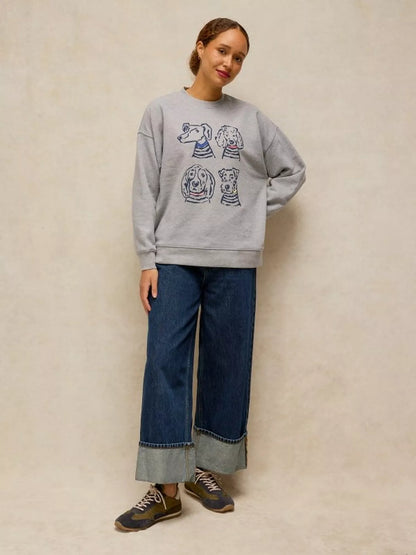 White Stuff Cleo Longline Sweat in Grey Marl