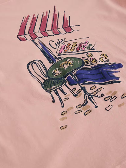 White Stuff Gina Graphic Tee in Dusty Pink