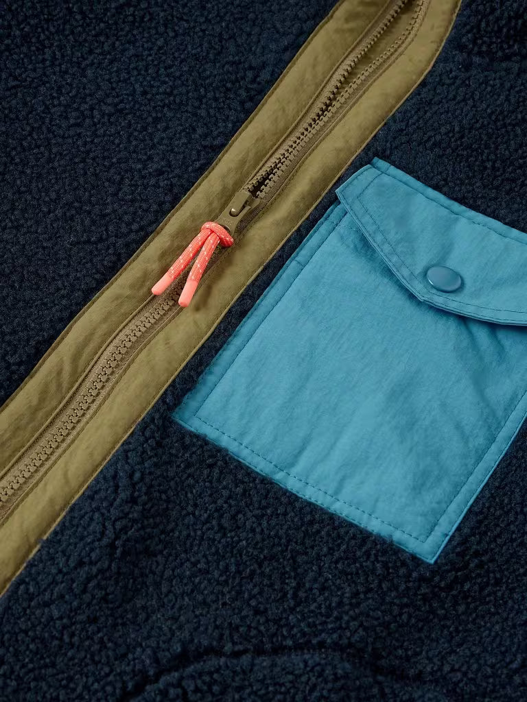 White Stuff Borg Zip Through in Navy Multi