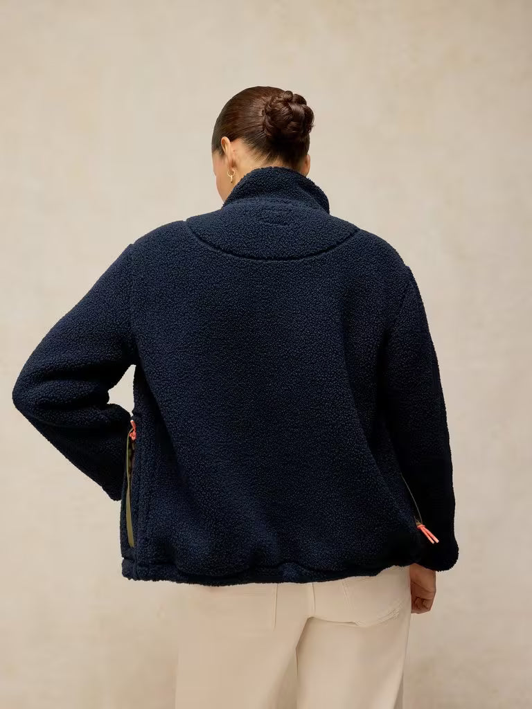 White Stuff Borg Zip Through in Navy Multi