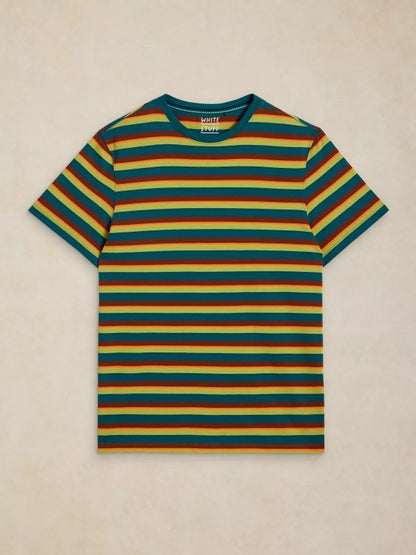 White Stuff Abersoch Stripe Tee in Brown Multi