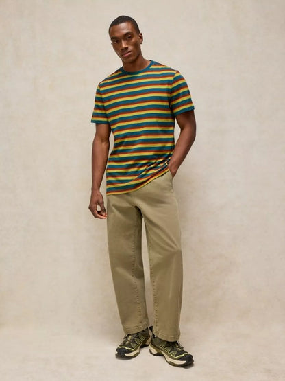 White Stuff Abersoch Stripe Tee in Brown Multi