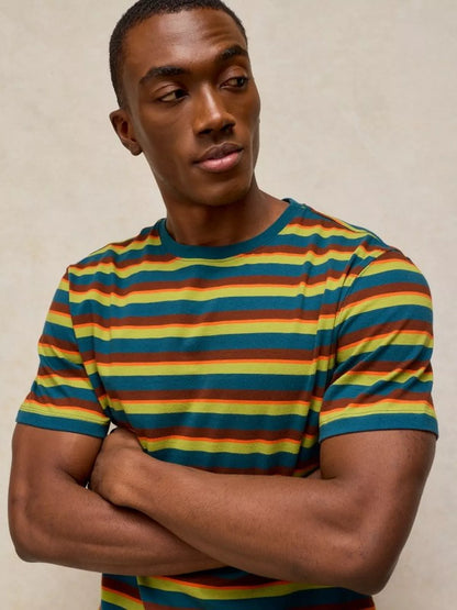 White Stuff Abersoch Stripe Tee in Brown Multi