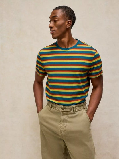 White Stuff Abersoch Stripe Tee in Brown Multi