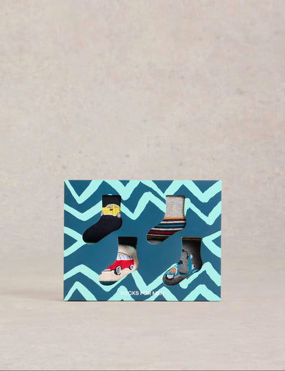 White Stuff 4Pk Road Trip Ankle Socks in Navy Multi