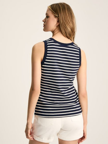 Joules Harbour Jersey Vest in Navy Stripe