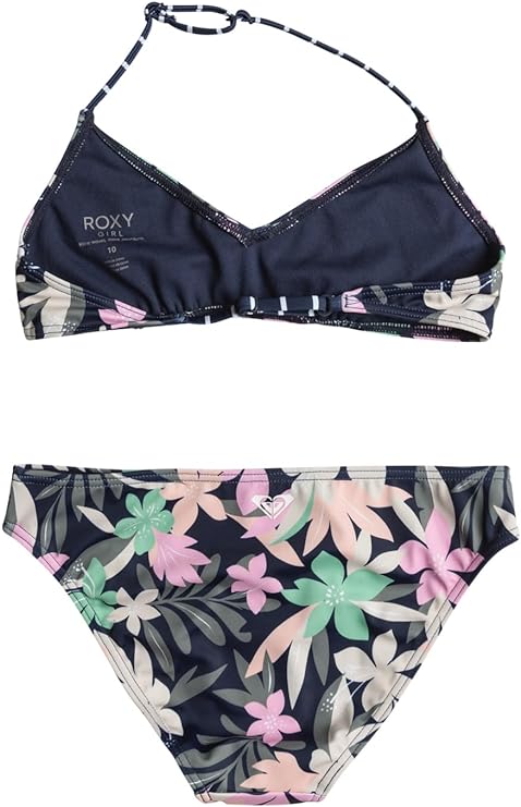 Roxy Girl's Ilacabo Active Tri Bra Set Bikini Set in Navy Floral