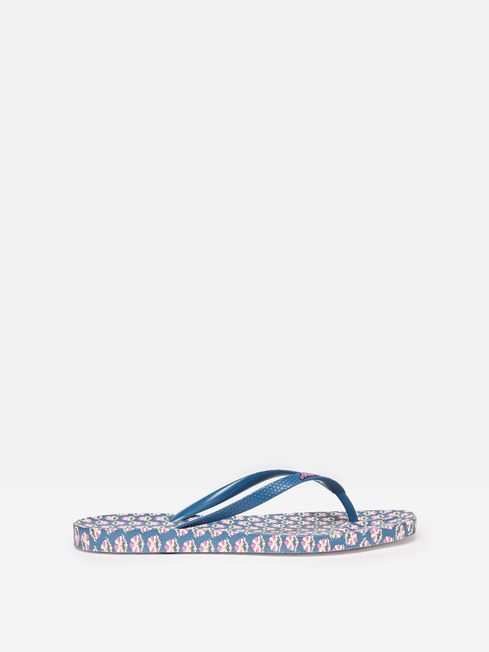 Joules Sunvale Printed Flip Flops in Blue