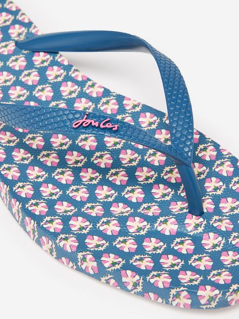 Joules Sunvale Printed Flip Flops in Blue