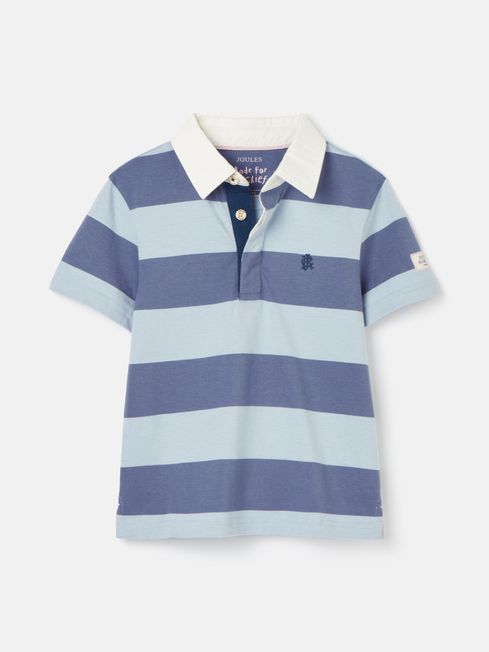 Joules Ozzy Black/Navy Stripe Jersey Short Sleeve Rugby Shirt