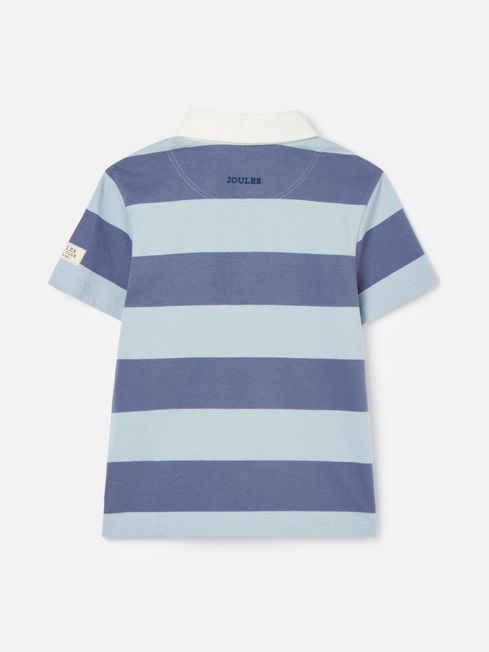 Joules Ozzy Black/Navy Stripe Jersey Short Sleeve Rugby Shirt