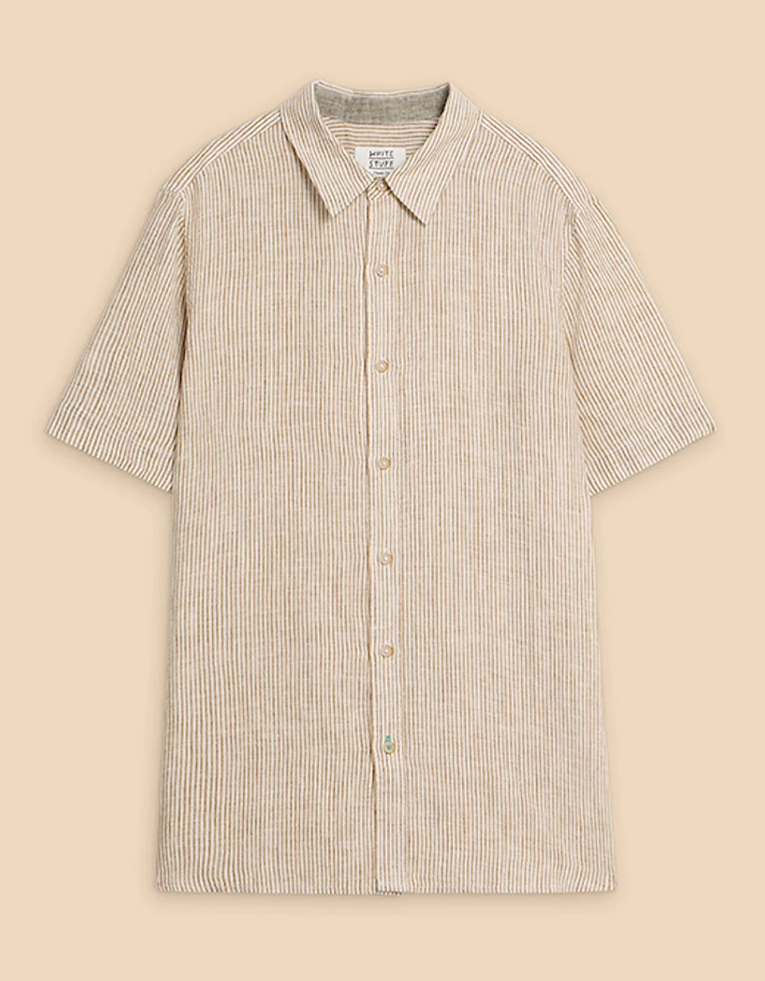 White Stuff Pembroke Short sleeved Linen Shirt in Tan Multi