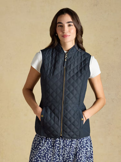 Joules Minx Navy Blue Showerproof Diamond Quilted Gilet