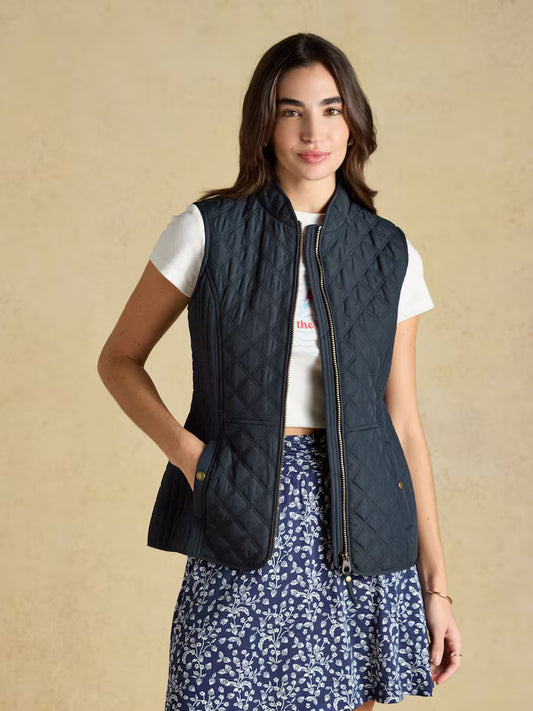Joules Minx Navy Blue Showerproof Diamond Quilted Gilet